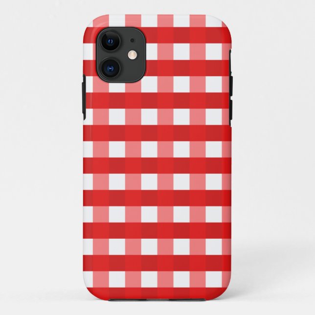 Pretty Chic Red Gingham Checked Fabric Pattern Case-Mate iPhone Case (Back)