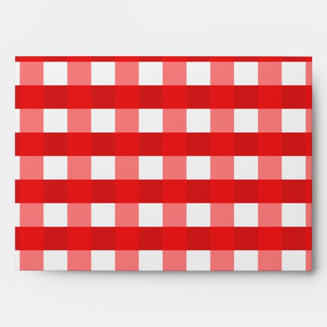 Pretty Chic Red Gingham Checked Fabric Pattern Envelope (Front)