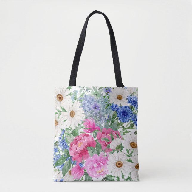 Pretty Chic Stylish Flowers Mother's Day  Tote Bag (Front)