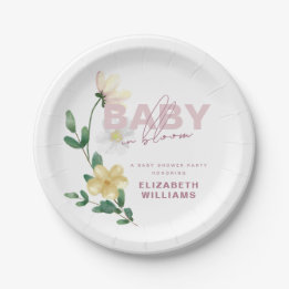 Pretty Chic Wildflowers in Bloom Baby Shower Paper Plate