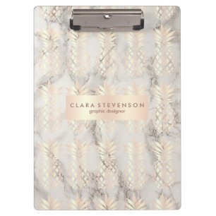 Pretty chick copper rose gold pineapple marble clipboard