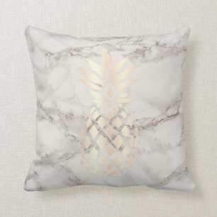 Pretty chick copper rose gold pineapple marble cushion