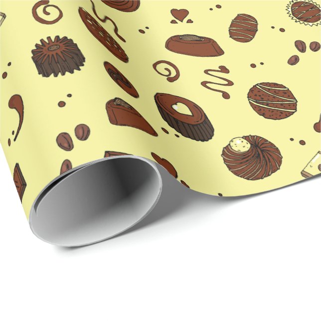 Pretty Chocolate Bars Candy and Chocolates Pattern Wrapping Paper (Roll Corner)