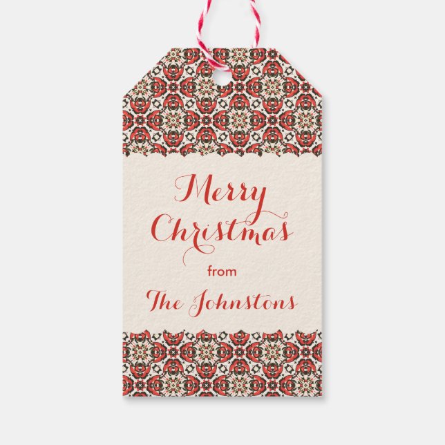 Pretty Christmas Damask Gift Tags (Back)