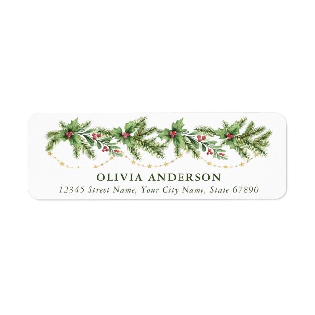 Pretty Christmas Garland Return Address Labels (Front)
