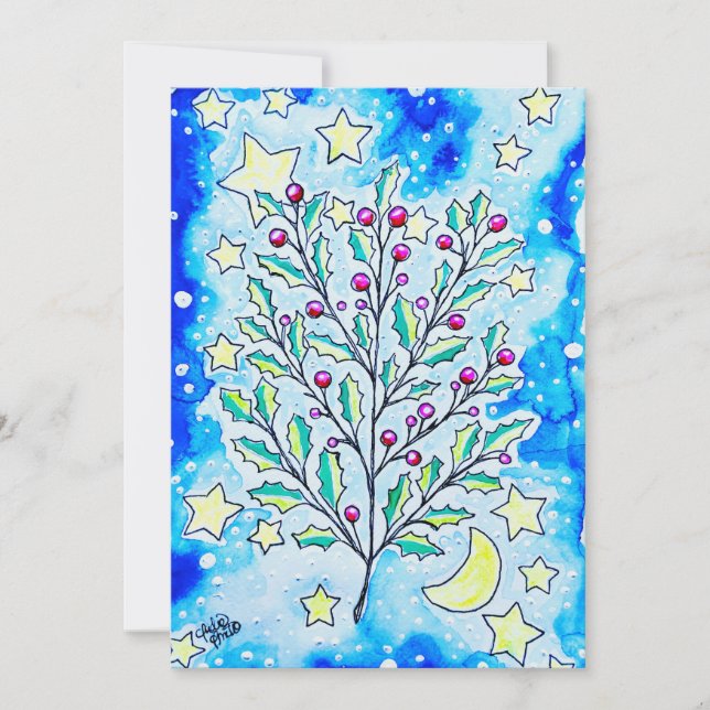 pretty Christmas holly Invitation (Front)