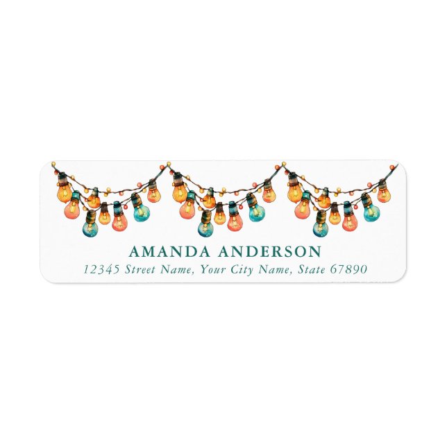 Pretty Christmas Lights Return Address Labels (Front)