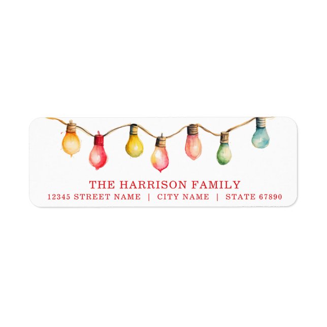 Pretty Christmas Lights Return Address Labels (Front)
