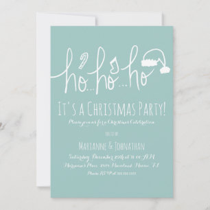 Pretty Christmas Party Mint Hand Lettering Invitation