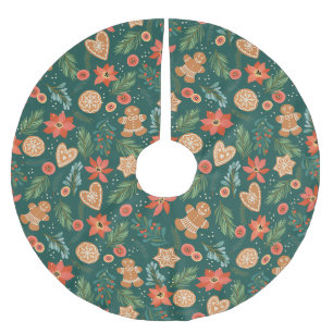 Pretty Christmas Pattern Brushed Polyester Tree Skirt