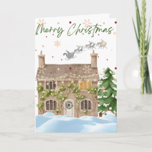 Pretty Christmas Snowy House Card