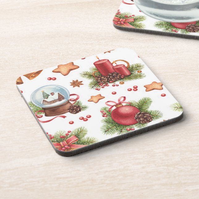 Pretty Christmas Square Coaster (Left Side)