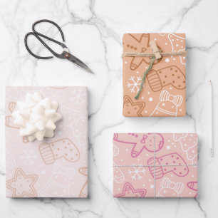 Pretty Christmas Trees Hears Stars Christmas Wrapping Paper Sheet