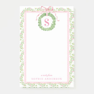 Pretty Christmas Wreath Monogram Notes