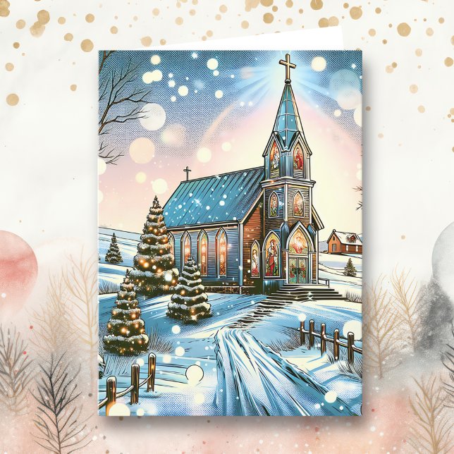 Pretty Church on a Winter Day Christmas Holiday Card (Creator Uploaded)