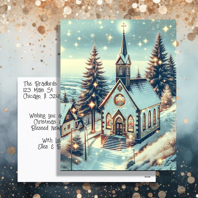 Pretty Church on a Winter Day Christmas Holiday Postcard (Creator Uploaded)