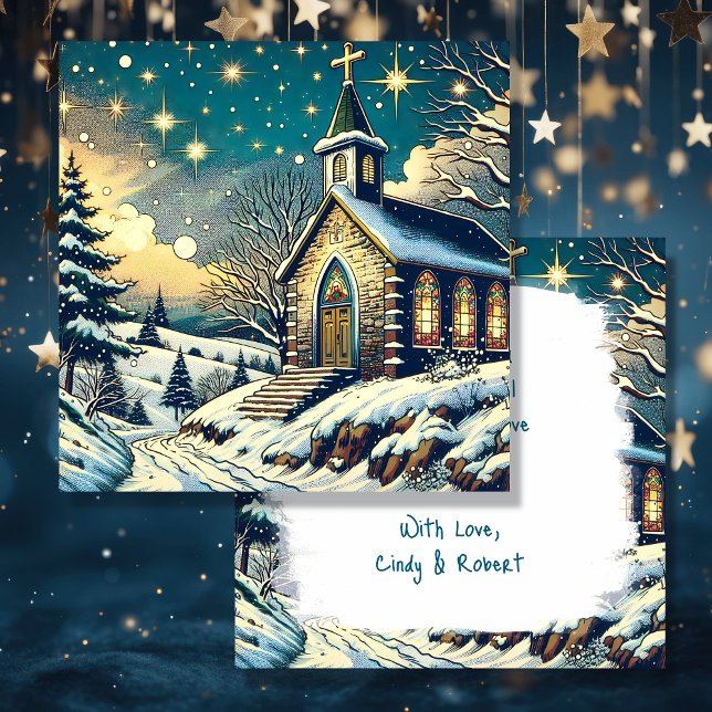 Pretty Church on a Winter Personalised Christmas Card (Creator Uploaded)
