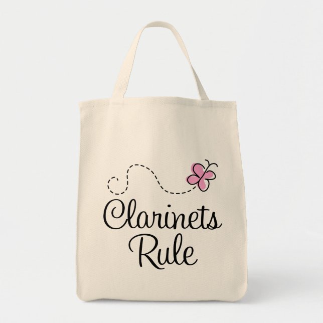Pretty Clarinets Rule Music Gift Tote Bag (Front)