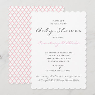 Pretty Co-Ed Baby Invitation Pink