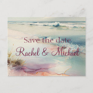 Pretty Coastal Save the Date Announcement Postcard