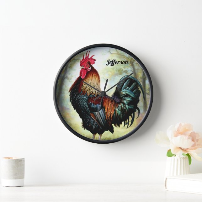 Pretty Cochin Rooster Clock (Home)