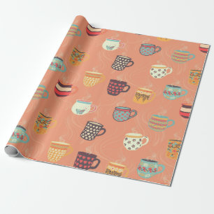 Pretty Coffee Tea Mugs Wrapping Paper