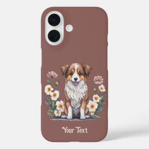 Pretty Collie surrounded by flowers - iPhone 16 Case