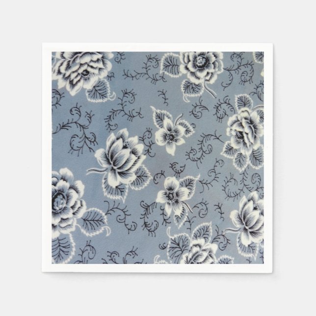 Pretty Colonial Blue Flower | Paper Napkins (Front)