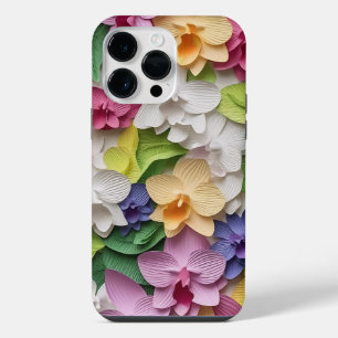 PRETTY COLORFUL 3-D LOOK ORCHID FLOWERS iPhone 14 PRO MAX CASE