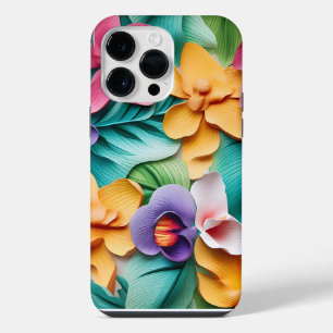 PRETTY COLORFUL 3-D LOOK ORCHID FLOWERS iPhone 14 PRO MAX CASE