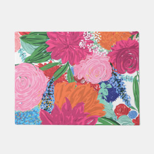 Pretty Colorful Big Flowers Hand Paint Design Doormat
