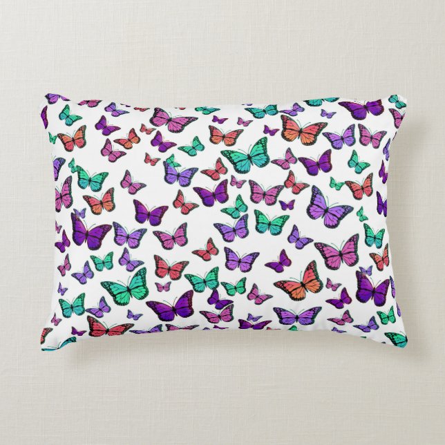 Pretty Colorful Butterflies Pattern Decorative Cushion (Front)
