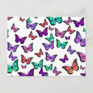 Pretty Colorful Butterflies Pattern Postcard