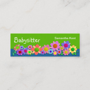 Pretty Colorful Flowers Babysitting Mini Business Card