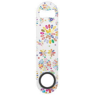 Pretty Colorful Flowers Circles Pattern on White