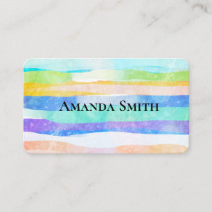 pretty colorful painted stripes watercolor art business card