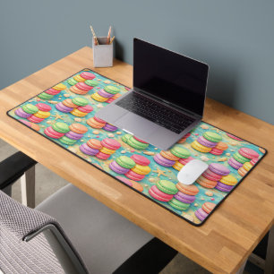 PRETTY COLORFUL STACKS OF MACARONS DESK MAT