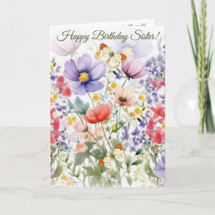 Pretty colorful Summer Flowers Sister Birthday Card