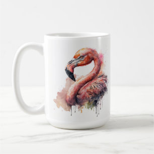 PRETTY COLORFUL WATERCOLOR FLAMINGO COFFEE MUG