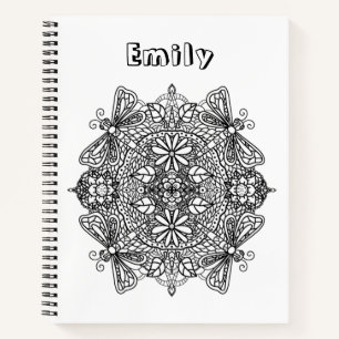 Pretty Colour Me Dragonfly Mandala Notebook