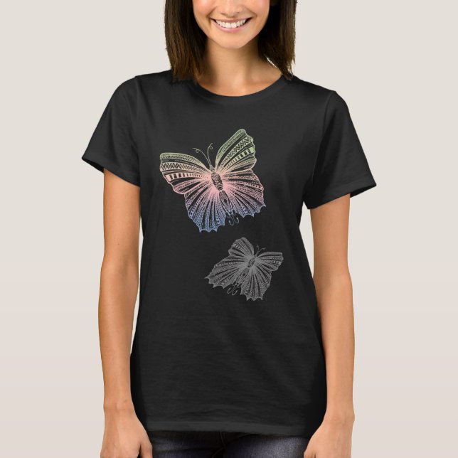 Pretty Colour Patterned Butterfly T-Shirt (Front)