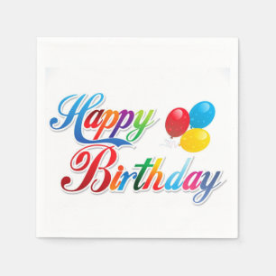 pretty coloured happy birthday napkins