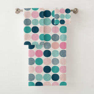 Pretty Coloured Polka Dots Bath Towel Set