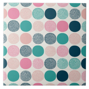Pretty Coloured Polka Dots Ceramic Tile