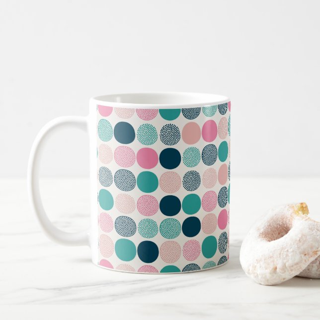 Pretty Coloured Polka Dots Coffee Mug (With Donut)