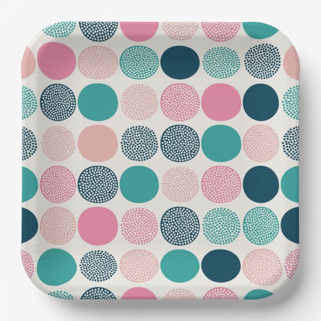 Pretty Coloured Polka Dots Paper Plate (Front)