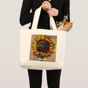 Pretty Colourful Abstract Sunflower  Large Tote Bag
