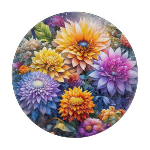 Pretty Colourful Ai Art Flowers  Cutting Board