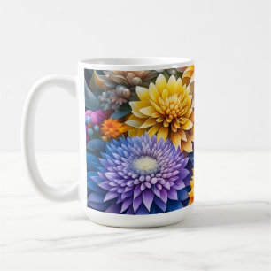 Pretty Colourful Ai Art Flowers Personalised Coffee Mug