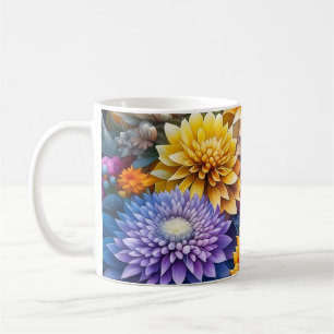 Pretty Colourful Ai Art Flowers Personalised Coffee Mug